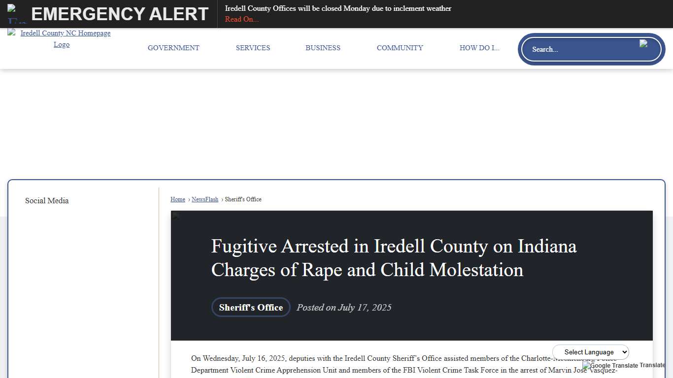 Fugitive Arrested in Iredell County on Indiana Charges of Rape and Child Molestation • Iredell County, NC